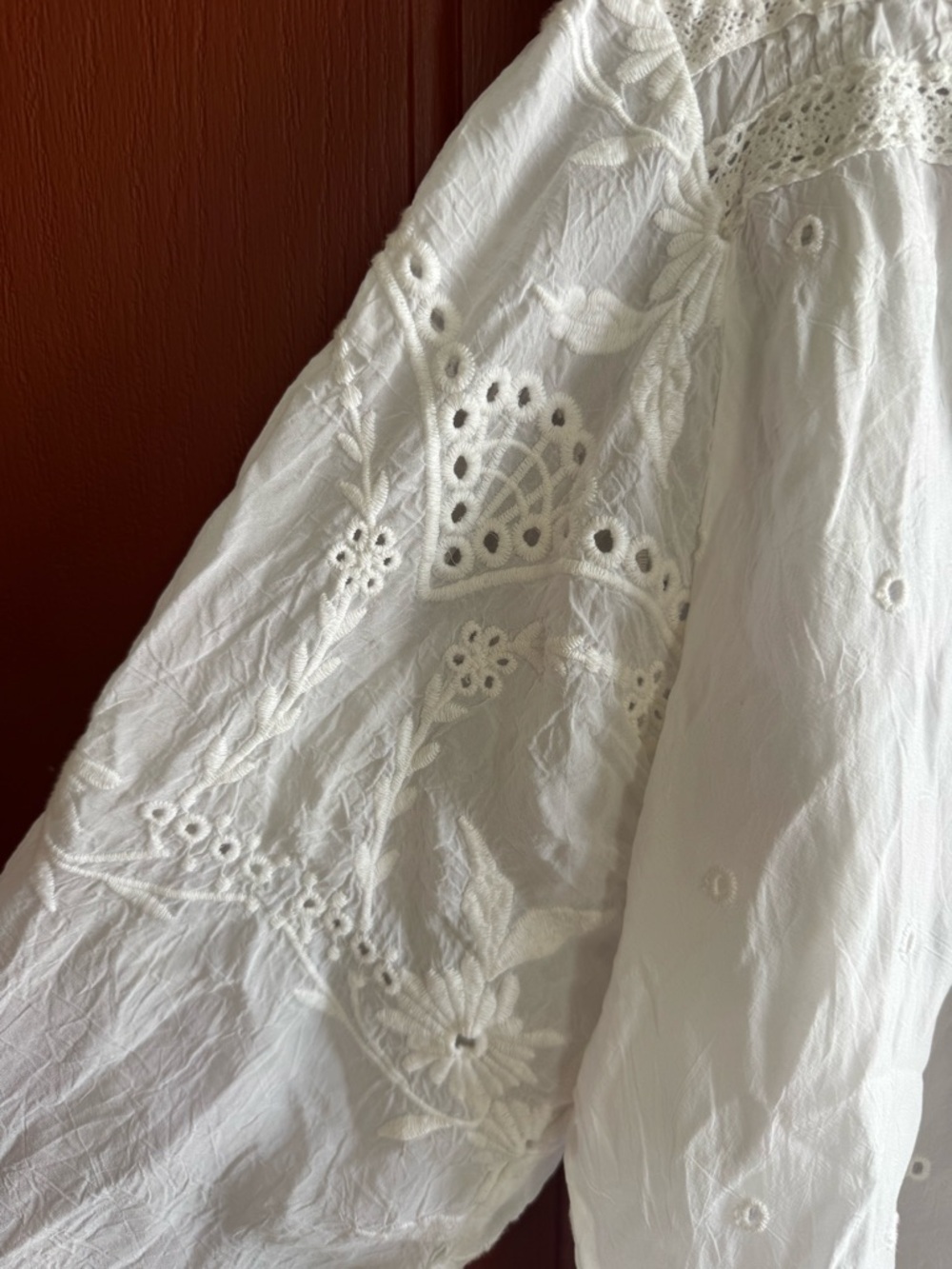 Johnny Was Embroidered White Peasant Blouse - Boho Button Front Top - Picture 4 of 7